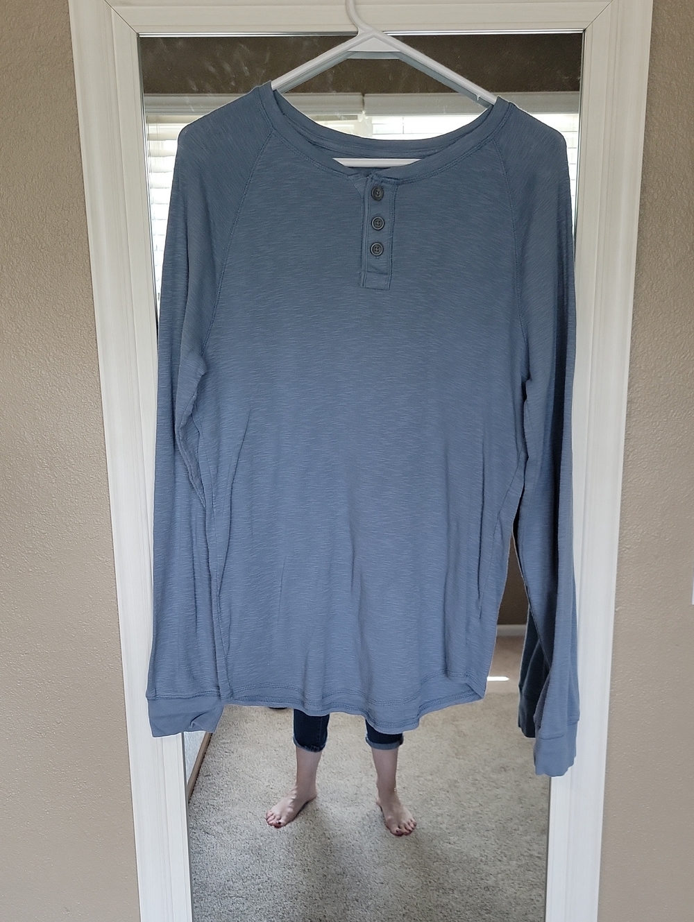 Men's Long-Sleeve Henley Shirt - Blue